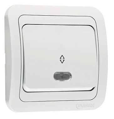 Выключатель 1 СП 10А проходной с подсв. Makel Mimoza белый