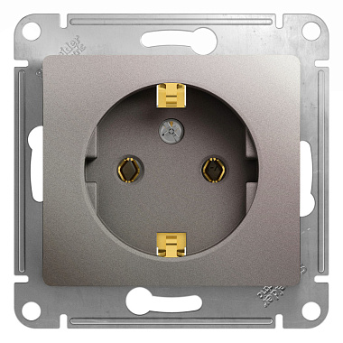 Розетка с заземлением 1 СП 16А механизм SE Glossa платина