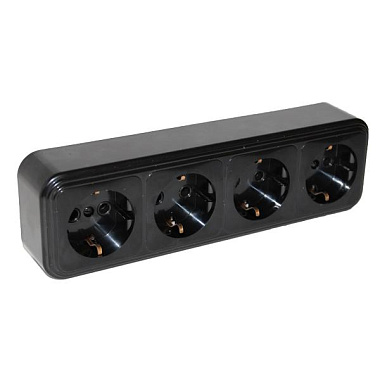 Розетка с заземлением 4 ОП 16А БелТИЗ Элект Викинг черный