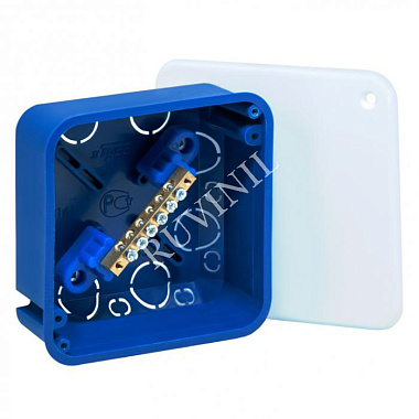 Коробка уравнивания потенциалов СП 100х100х45мм IP30 (шина 6х9 на углов. изол. 6 групп)Рувинил