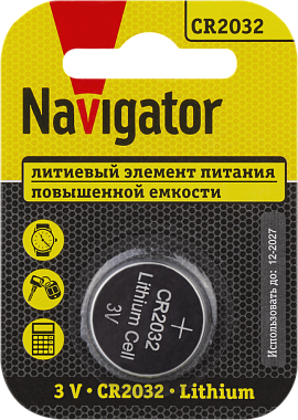 Элемент питания (типоразмер 2032) литиевый 1BL Navigator 93 823