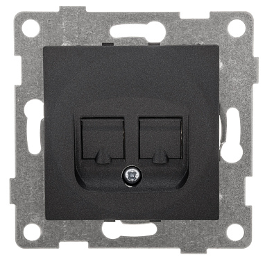 Розетка 1 СП комп. RJ45+RJ45 кат.5е механизм Gusi Electric Ugra графит