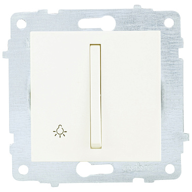 Выключатель 1 СП 10А кнопочный узкая клавиша механизм Ovivo крем