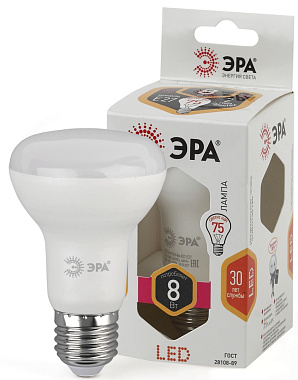 Лампа светодиодная Е27   8Вт 2700К 170-265В рефлектор тепл. белый свет ЭРА Б0020557