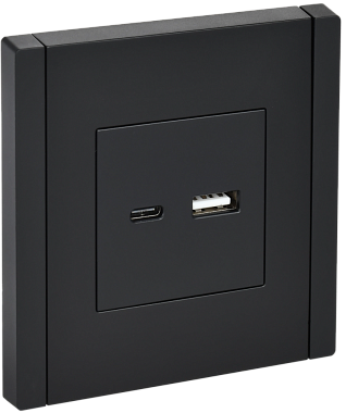 Розетка 1 СП USB A+тип-С 3,1А IEK FP150 Forte&Piano черный