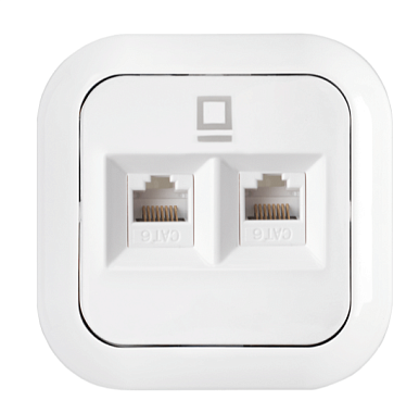 Розетка 1 СП комп. RJ45+RJ45 кат.5е механизм Bylectrica Гармония белый