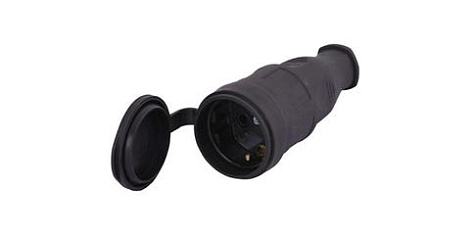 Розетка переносная каучук с з/к с крышкой 16А 230В IP44 AY-KA