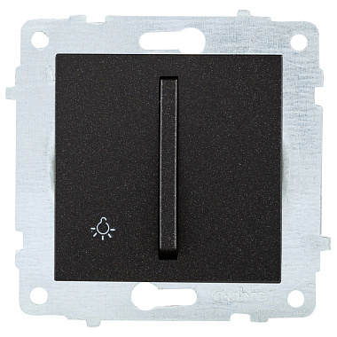 Выключатель 1 СП 10А кнопочный узкая клавиша механизм Ovivo черный металлик