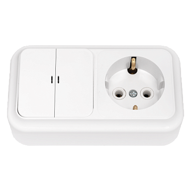 Блок ОП (2кл.с подсв. + 1роз.с з/к) IP20 Bylectrica Пралеска белый