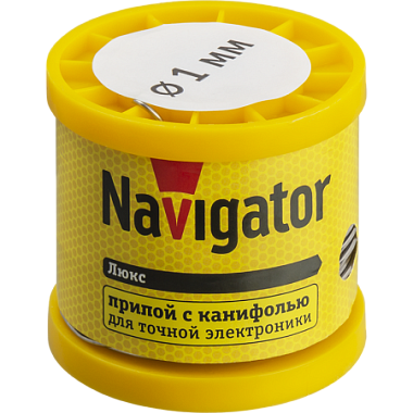 Припой с канифолью ПОС-61, катушка, 1 мм, 200 гр Navigator 93 085