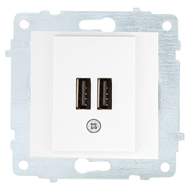 Розетка 1 СП USB А+А 2А 5V механизм Ovivo белый