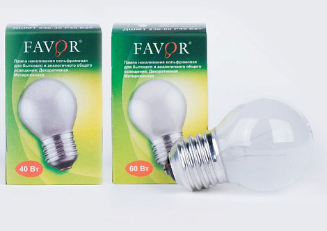 Лампа накаливания Е27 40Вт 230В шар прозр. Favor