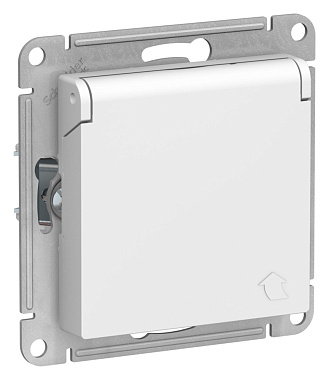 Розетка с заземлением 1 СП 16А с з/шт с крышкой механизм IP20 SE AtlasDesign лотос