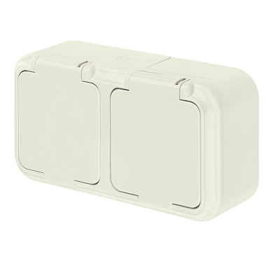 Розетка 2 ОП брызгозащищенная (с крышкой) IP54 Пралеска "БелТИЗ"