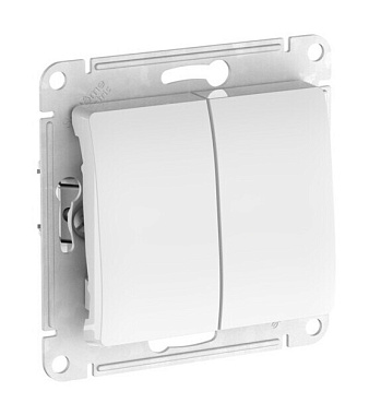 Переключатель 2 СП 10АХ сх.6/2 механизм безвинт. зажим Glossa белый