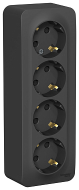 Розетка с заземлением 4 ОП 16А с з/шт (изол.пл.) SE Blanca антрацит