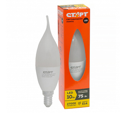 Лампа светодиодная Е14 10Вт 2700К свеча на ветру СТАРТ ECO