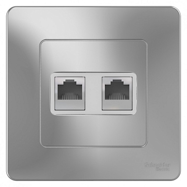 Розетка 1 СП комп. RJ45+RJ45 кат.5е SE Blanca алюминий