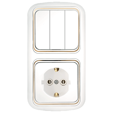 Блок (3кл.выкл.+роз. с з/к) "БелТИЗ" золотой