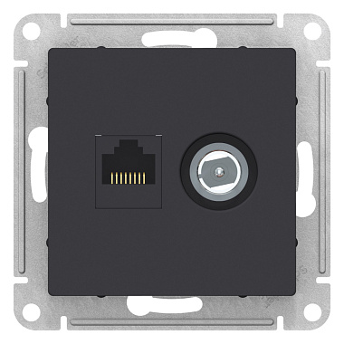 Розетка 1 СП TV+комп.RJ45 кат.5е механизм SE AtlasDesign карбон