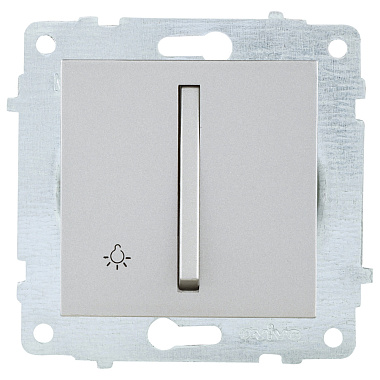 Выключатель 1 СП 10А кнопочный узкая клавиша механизм Ovivo серебро