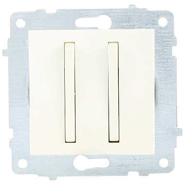 Выключатель 2 СП 10А узкая клавиша механизм Ovivo крем