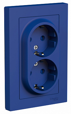 Розетка с заземлением 2 СП 16А с з/шт SE AtlasDesign аквамарин
