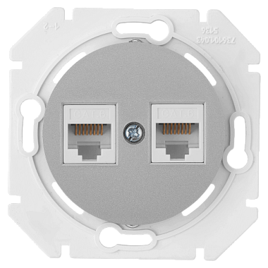 Розетка 1 СП комп. RJ45+RJ45 кат.5е механизм Bylectrica Прованс серебро