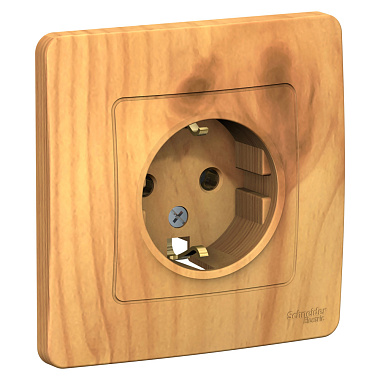 Розетка с заземлением 1 СП 16А SE Blanca ясень