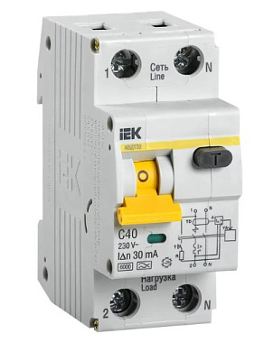 Диф. автомат 2P 40А  30мА х-ка C АВДТ-32 IEK