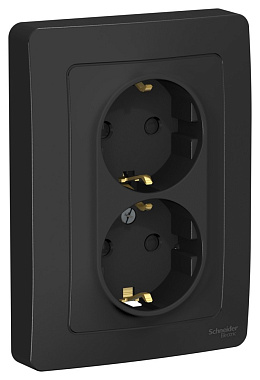 Розетка с заземлением 2 СП 16А с з/шт SE Blanca антрацит