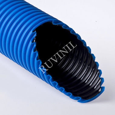 Труба двустенная ПНД/ПВД 110/93,8мм (муфта+2 упл.кольца) Рувинил синяя