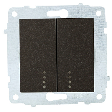 Выключатель 2 СП 10А с подсв. механизм Ovivo черный металлик