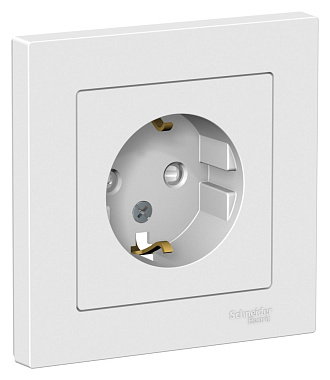 Розетка с заземлением 1 СП 16А с з/шт SE AtlasDesign лотос