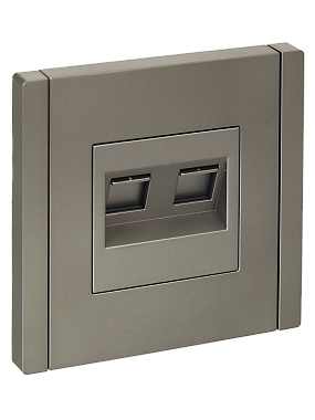 Розетка 1 СП комп. RJ45+RJ45 кат.6 IEK FP534 Forte&Piano сталь