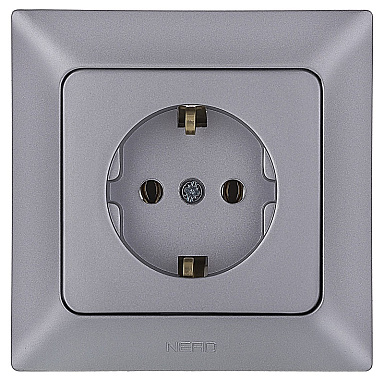 Розетка с заземлением 1 СП 16А Ne-ad Aras серебро