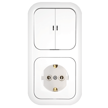 Блок комб. СП (2кл с подсв. + 1роз с з/к) Bylectrica Гармония белый