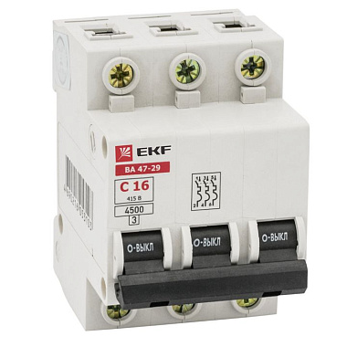 Автоматический выключатель 3P  50A (C) 4,5kA ВА 47-29 EKF Basic