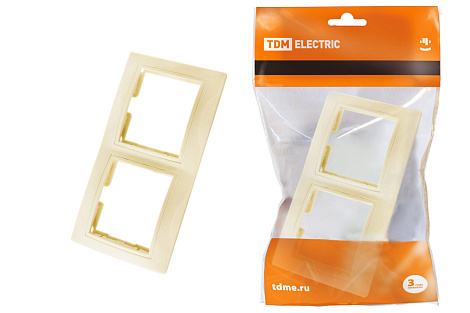 Рамка 2-постовая горизонтальная TDM Таймыр слоновая кость