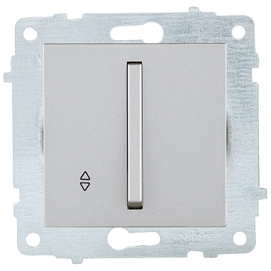 Выключатель 1 СП 10А проходной узкая клавиша механизм Ovivo серебро