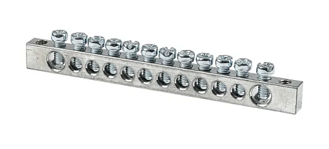 Шина PEN "ноль-земля" (6x9мм) 12 отв. цинк крепеж по краям EKF