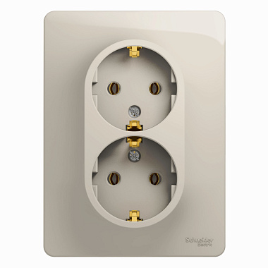 Розетка с заземлением 2 СП 16А SE Glossa молочный