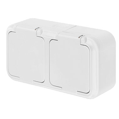 Розетка 2 ОП IP54 16А с з/шт с крышкой Bylectrica Пралеска Аква белый