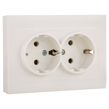 Розетка с заземлением 2 СП 16А Ovivo Grano крем