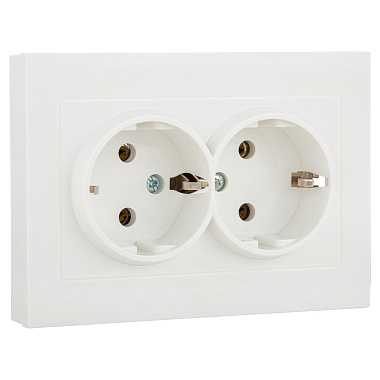 Розетка с заземлением 2 СП 16А Ovivo Grano белый