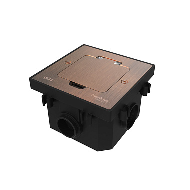 Люк с розеткой IP44 с монтажной коробкой в бетонный пол System Electric MultiDesk медь