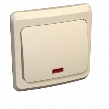 Выключатель 1 СП 10АХ с подсв. SE Этюд кремовый