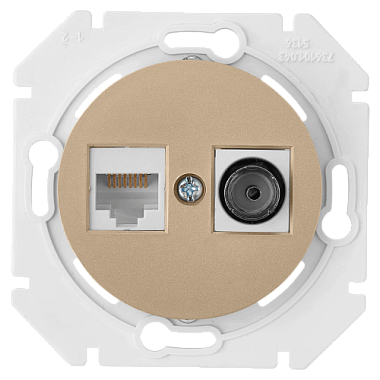 Розетка 1 СП TV+комп.RJ45 кат.5е механизм Bylectrica Прованс шампань