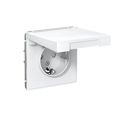 Розетка с заземлением 1 СП 16А с з/шт с крышкой механизм IP20 SE ArtGallery белый