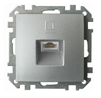 Розетка 1 СП комп. RJ45 кат.5е механизм Bylectrica Стиль серебро